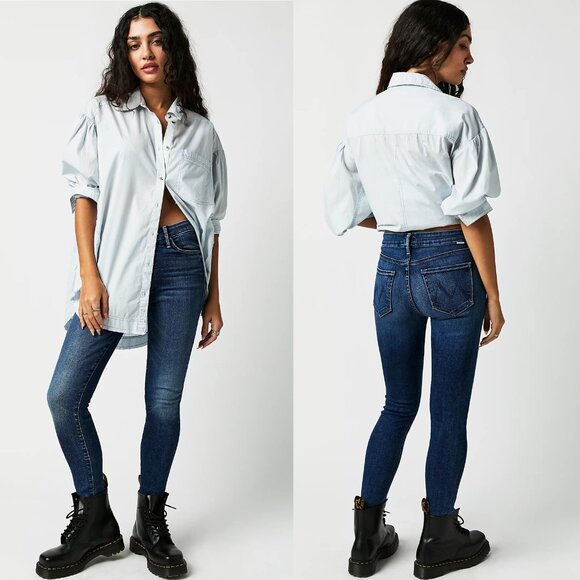 MOTHER The Looker Ankle Fray Double Trouble Jeans Size 25 - Picture 1 of 10